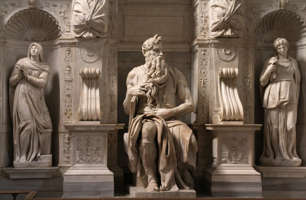 Nell'immagine la statua del Mosè di Michelangelo
