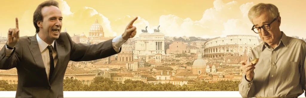 Nell'immagine la locandina di un film con Benigni e Woody Allen