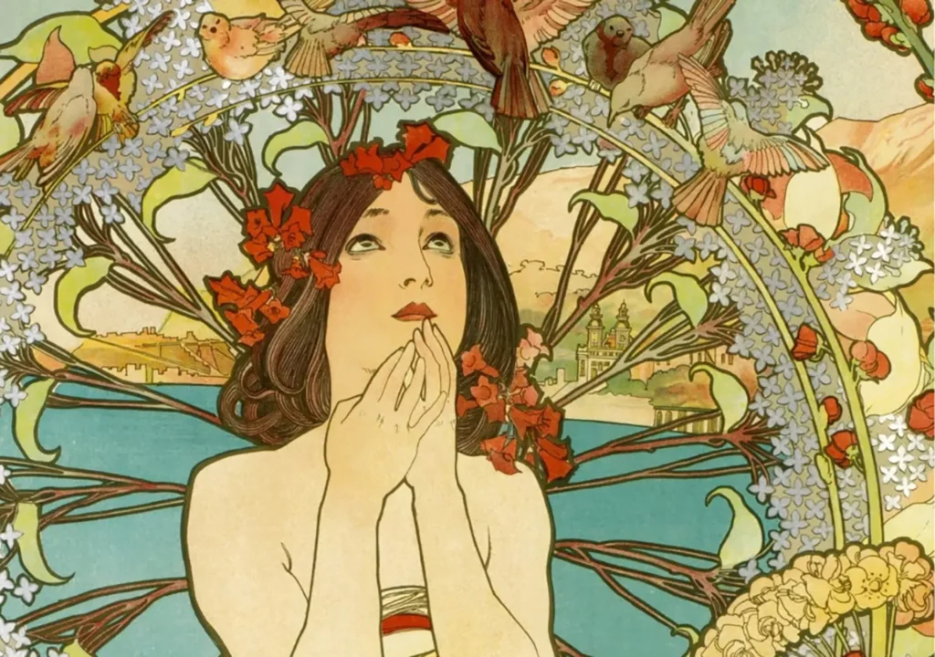 Nell'immagine un quadro di Alphonse Mucha