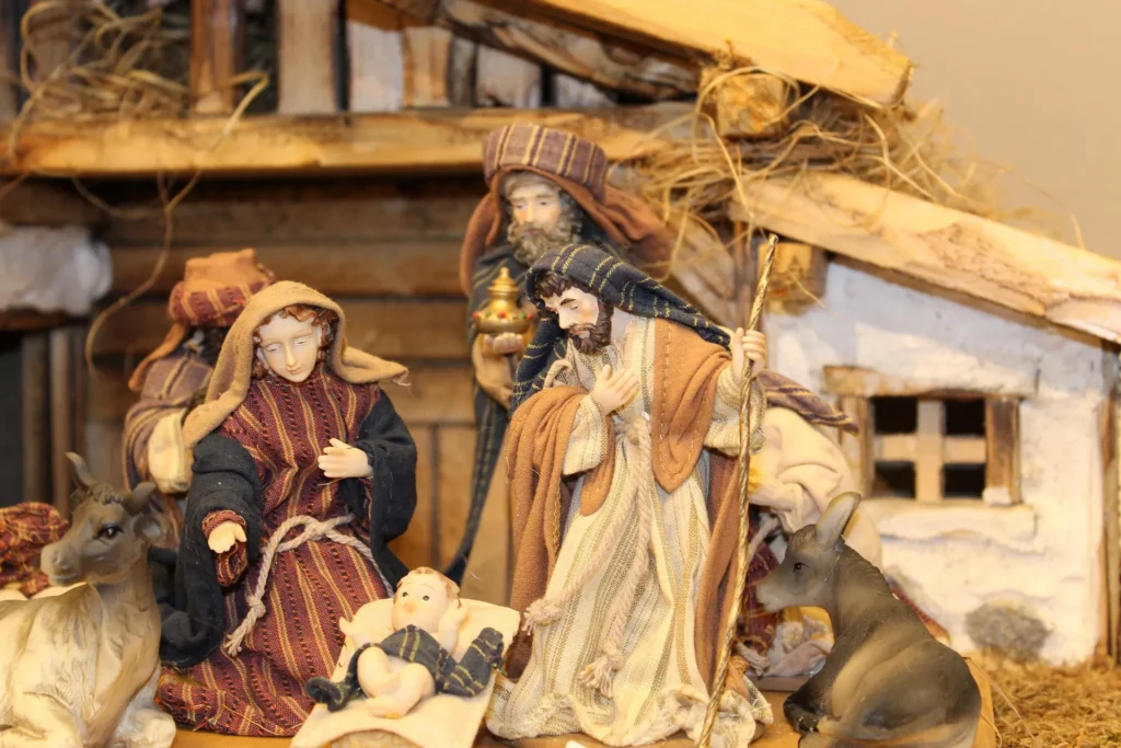 In the image, a nativity scene